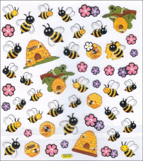 Picture of Multicolored Stickers Spring Bees & Hives