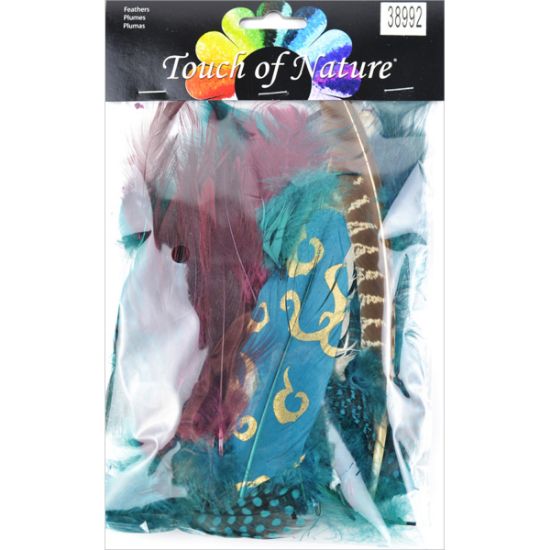 Picture of Packaged Feathers 7g Teal, Wood & Jasper