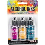 Picture of Tim Holtz Alcohol Ink .5oz 3/Pkg Nature Walk-Wild Plum/Buttrscotch/Stream