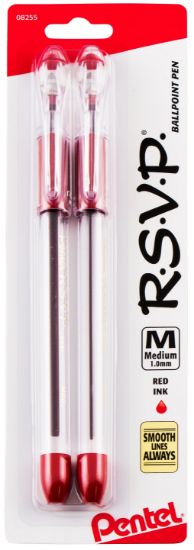 Picture of Pentel R.S.V.P. Medium Ballpoint Pens 2/Pkg Red
