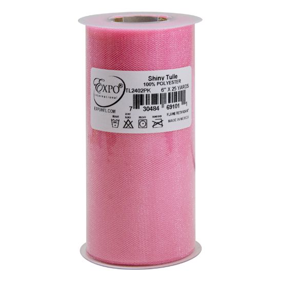 Picture of Shiny Tulle 6" Wide 25yd Spool Pink