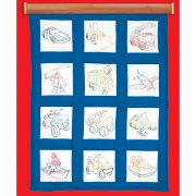 Picture of Themed Stamped White Quilt Blocks 9"X9" 12/Pkg Rescue Vehicles