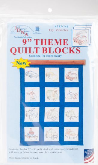Picture of Themed Stamped White Quilt Blocks 9"X9" 12/Pkg Rescue Vehicles