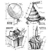 Picture of Tim Holtz Cling Stamps 7"X8.5" Birthday Blueprint