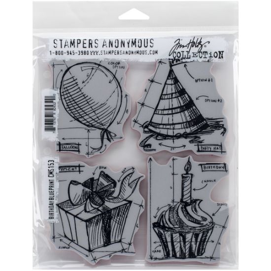 Picture of Tim Holtz Cling Stamps 7"X8.5" Birthday Blueprint