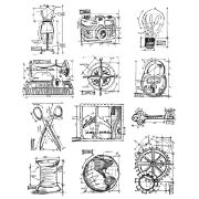 Picture of Tim Holtz Cling Stamps 7"X8.5" Mini Blueprints #3