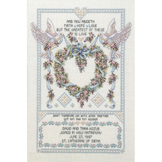 Picture of Platinum Collection  Wedding Doves Counted Cross Stitch Kit 12"X17" 14 Count