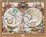 Picture of Platinum Collection Olde World Map Counted Cross Stitch Kit 18"X15" 14 Count