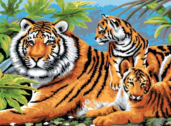 Picture of Junior Large Paint By Number Kit 15.25"X11.25" Tiger & Cubs 