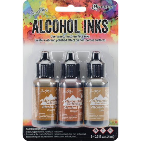Picture of Tim Holtz Alcohol Ink .5oz 3/Pkg Cabin Cupboard-Caramel/Ginger/Latte