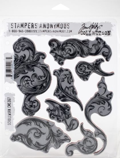 Picture of Tim Holtz Cling Stamps 7"X8.5" Scrollwork