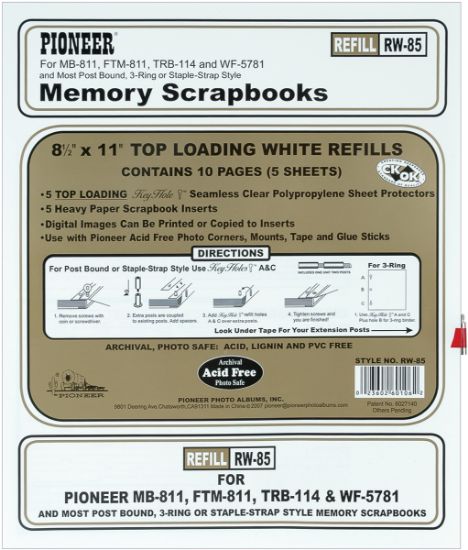 Picture of Pioneer Universal Top-Loading Page Protectors 5/Pkg 8.5"X11" (W/White Inserts)