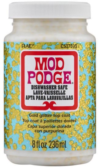 Picture of Plaid Mod Podge Dishwasher Safe Glitter Sealer-8oz Gold