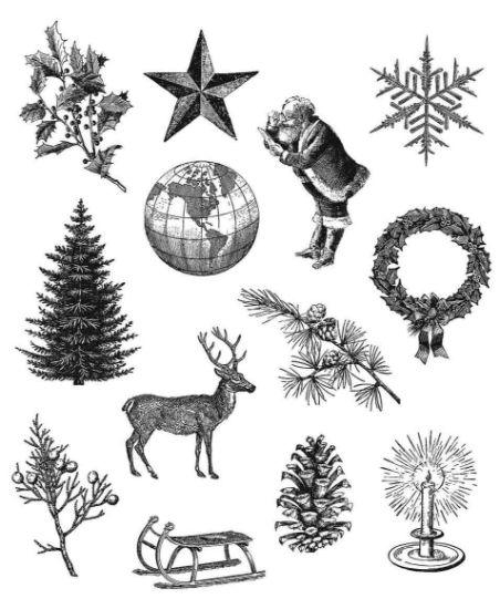 Picture of Tim Holtz Cling Stamps 7"X8.5" Holiday Things