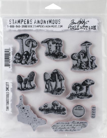Picture of Tim Holtz Cling Stamps 7"X8.5" Tiny Toadstools