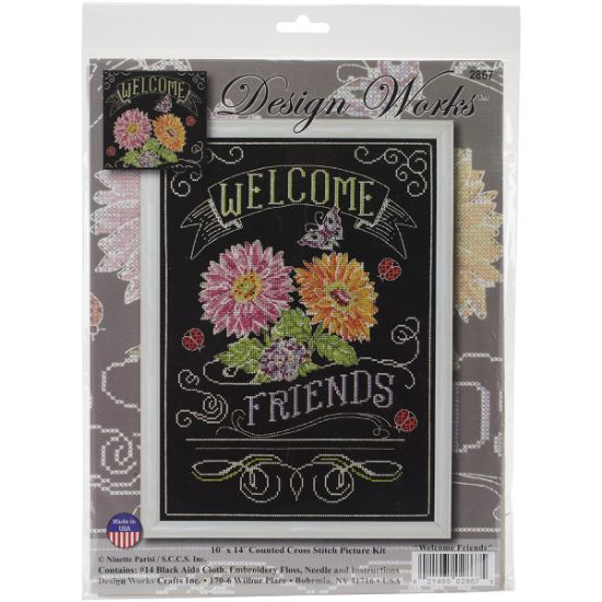 Picture of Welcome Chalkboard Counted Cross Stitch Kit 10"X14" 14 Count