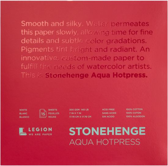 Picture of Stonehenge Aqua Block Hotpress Pad 7"X7" 15 Sheets/Pkg White 140lb