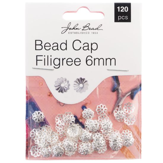 Picture of John Bead Bead Cap Filigree 6mm 120/Pkg-Silver