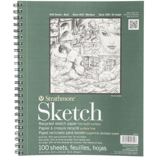 Picture of Strathmore Recycled Sketch Spiral Paper Pad 9"X12" 100 Sheets