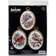 Picture of Winter Birds Embroidery Kit Set Of 3 3"X4" Stitched In Floss