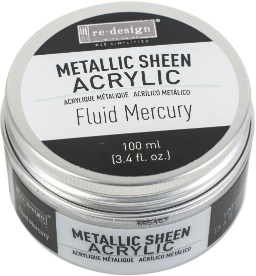 Picture of Prima Marketing Re-Design Metallic Sheen Acrylic Paint 100ml Fluid Mercury