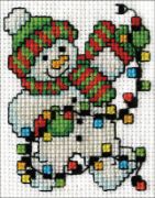 Picture of Snowman Lights Mini Counted Cross Stitch Kit 2"X3" 18 Count