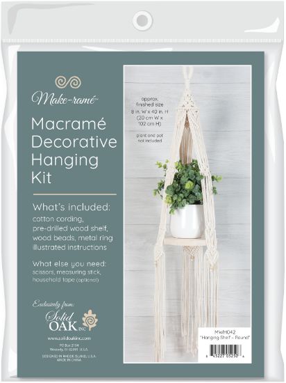 Picture of Solid Oak Macrame Hanging Kit  Hanging Shelf - Bohemian Round