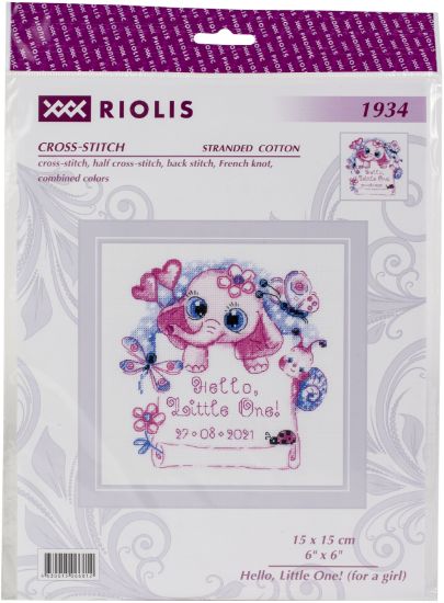 Picture of RIOLIS Counted Cross Stitch Kit 6"x6" Hello, Little One! Girl (18 Count)