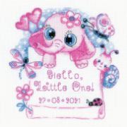 Picture of RIOLIS Counted Cross Stitch Kit 6"x6" Hello, Little One! Girl (18 Count)