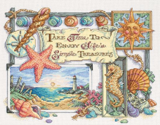 Picture of Simple Treasures Counted Cross Stitch Kit 14"X11" 14 Count