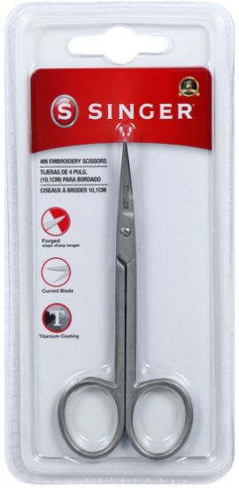 Picture of Singer Forged Curved Embroidery Scissors 4" Titanium Coated