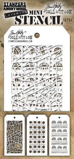 Picture of Tim Holtz Mini Layered Stencil Set 3/Pkg-Set #51