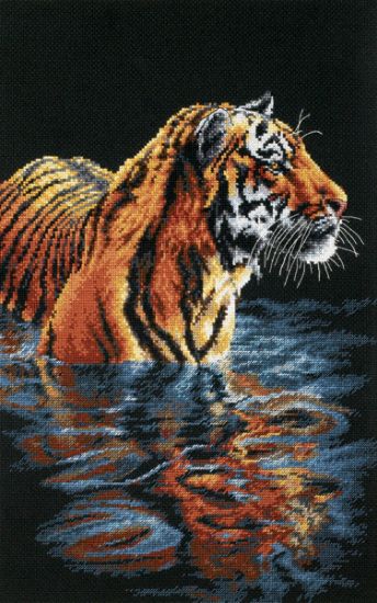 Picture of Tiger Chilling Out Counted Cross Stitch Kit 9"X14" 18 Count