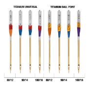 Picture of Titanium Universal Regular & Ball Point Machine Needles Sizes 11/80 (2), 14/90 (4) & 16/100 (2)