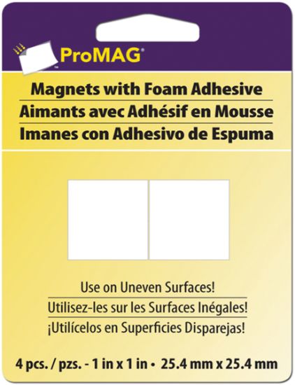 Picture of ProMag Square Magnets W/Foam Adhesive 1" 4/Pkg