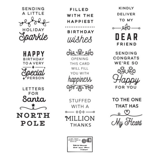 Picture of Spellbinders Clear Acrylic Stamps-Parcel & Post Sentiments