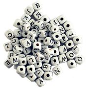 Picture of Wood Alphabet Beads 8mm 70/Pkg White