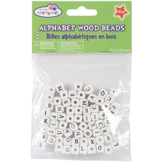 Picture of Wood Alphabet Beads 8mm 70/Pkg White