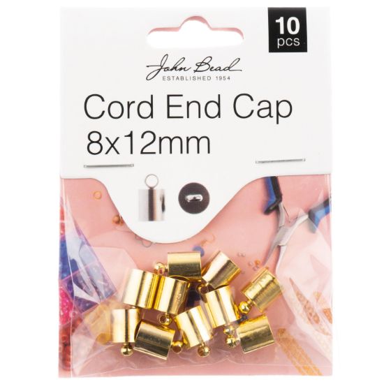 Picture of John Bead Cord End Cap 8x12mm 10/Pkg-Gold