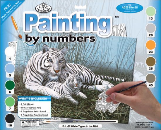 Picture of Junior Large Paint By Number Kit 15.25"X11.25" White Tigers In The Mist