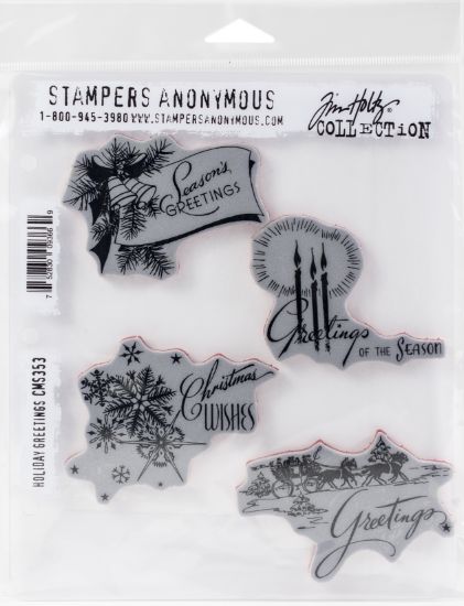 Picture of Tim Holtz Cling Stamps 7"X8.5" Holiday Greetings