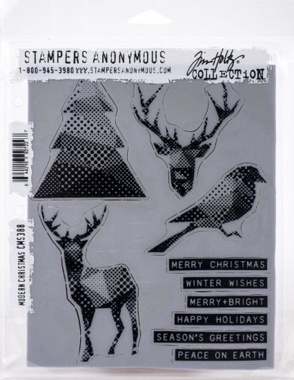 Picture of Tim Holtz Cling Stamps 7"X8.5" Modern Christmas