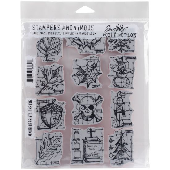 Picture of Tim Holtz Cling Stamps 7"X8.5" Mini Blueprint