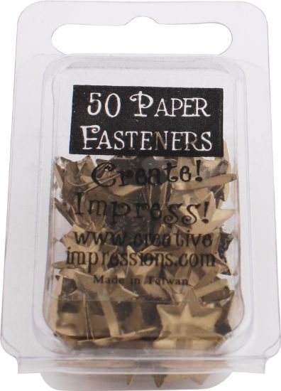 Picture of Creative Impressions Metal Paper Fasteners 50/Pkg Brushed Gold 6-Point Star