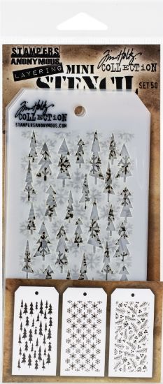 Picture of Tim Holtz Mini Layered Stencil Set 3/Pkg Set #50