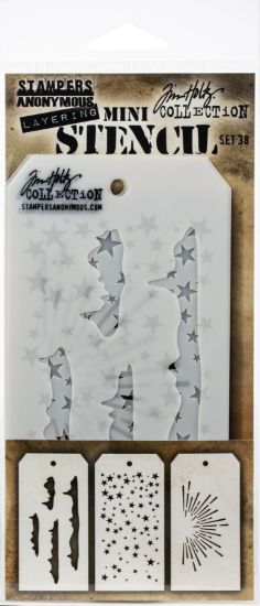 Picture of Tim Holtz Mini Layered Stencil Set 3/Pkg Set #38