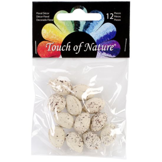 Picture of Plastic Bird Eggs .5" 12/Pkg Beige W/Brown Speckles