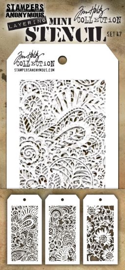 Picture of Tim Holtz Mini Layered Stencil Set 3/Pkg Set #47
