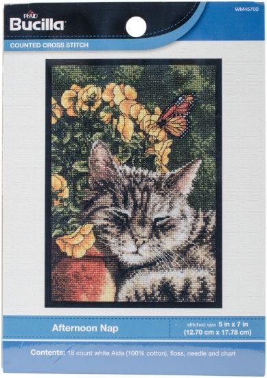 Picture of Afternoon Nap Mini Counted Cross Stitch Kit 5"X7" 14 Count