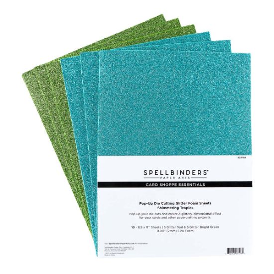 Picture of Spellbinders Glitter Foam Sheets 8.5"X11" 10/Pkg-Shimmering Tropics -Teal & Bright Green